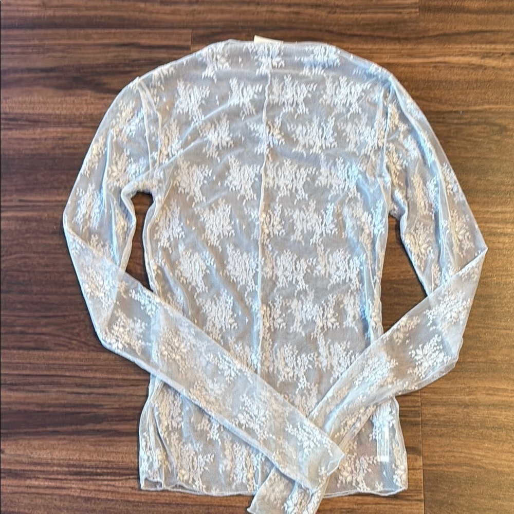 Free People Blue Fitted Sheer Blouse